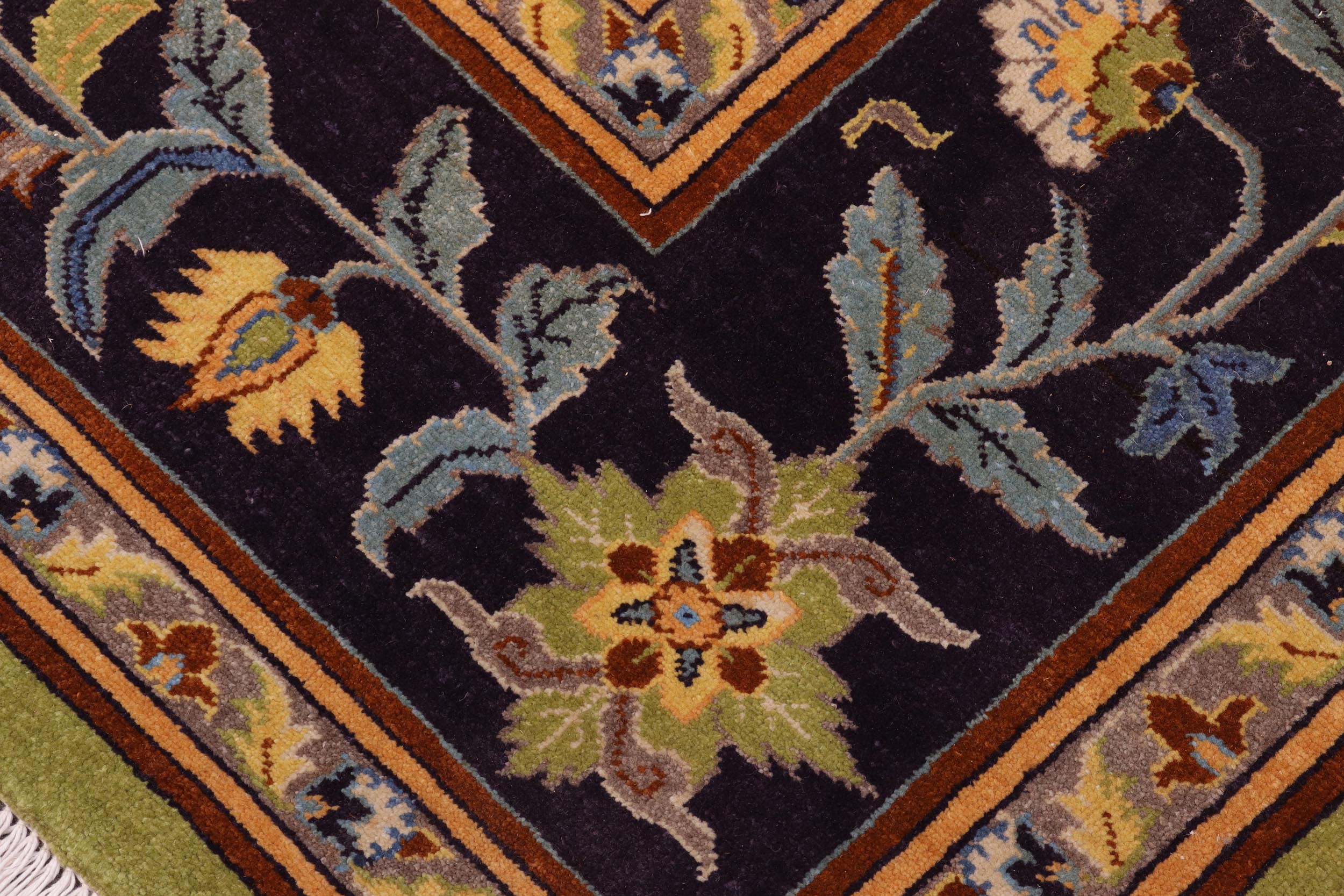 handmade Transitional Kafkaz Lime Green Blue Hand Knotted RECTANGLE 100% WOOL area rug 9' x 12'