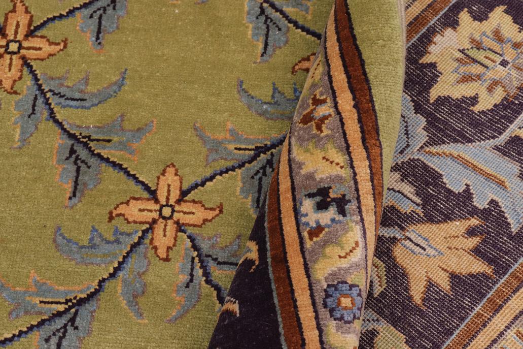 handmade Traditional Kafkaz Lime Green Blue Hand Knotted RECTANGLE 100% WOOL area rug 9'X12'