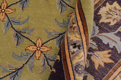 handmade Traditional Kafkaz Lime Green Blue Hand Knotted RECTANGLE 100% WOOL area rug 9'X12'