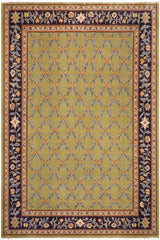 handmade Traditional Kafkaz Lime Green Blue Hand Knotted RECTANGLE 100% WOOL area rug 9'X12'