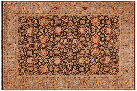 handmade Transitional Lahore Brown Lt. Gray Hand Knotted RECTANGLE 100% WOOL area rug 9' x 12'
