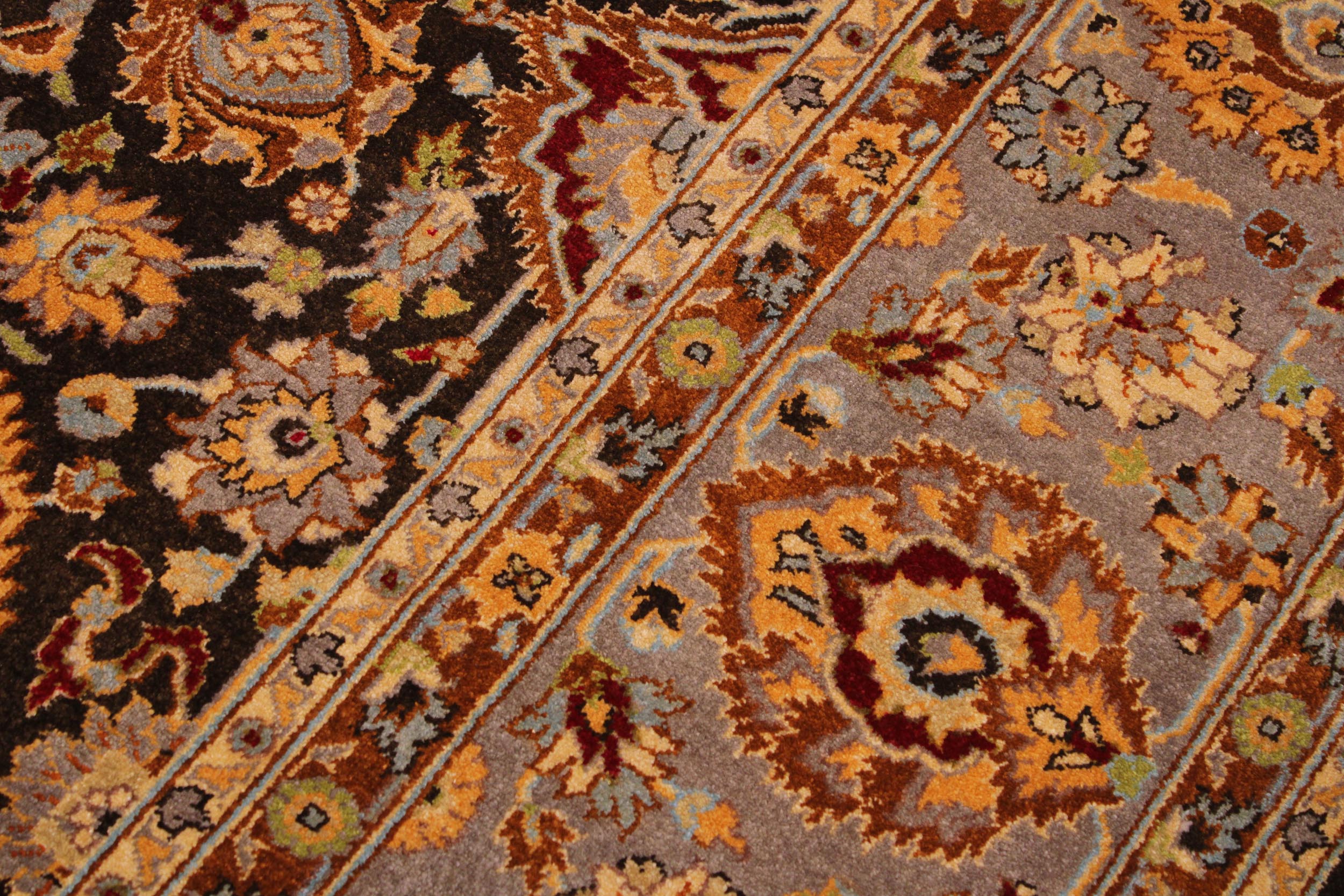 handmade Transitional Lahore Brown Lt. Gray Hand Knotted RECTANGLE 100% WOOL area rug 9' x 12'