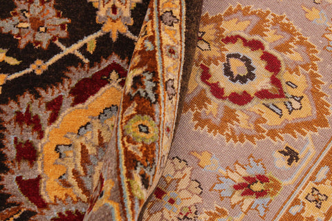 handmade Transitional Lahore Brown Lt. Gray Hand Knotted RECTANGLE 100% WOOL area rug 9' x 12'