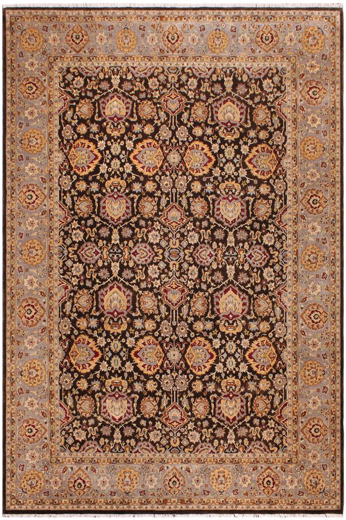 handmade Traditional Lahore Brown Lt. Gray Hand Knotted RECTANGLE 100% WOOL area rug 9'X12'