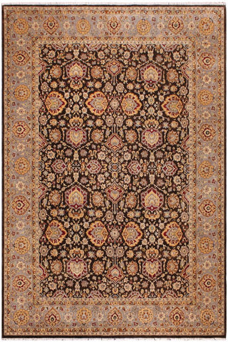 handmade Traditional Lahore Brown Lt. Gray Hand Knotted RECTANGLE 100% WOOL area rug 9'X12'