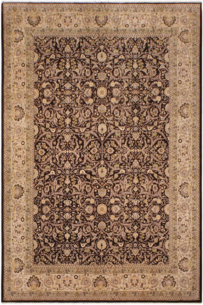 handmade Traditional Design Brown Tan Hand Knotted RECTANGLE 100% WOOL area rug 9'X12'