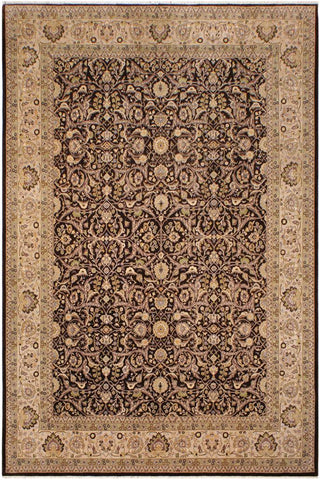 handmade Traditional Design Brown Tan Hand Knotted RECTANGLE 100% WOOL area rug 9'X12'