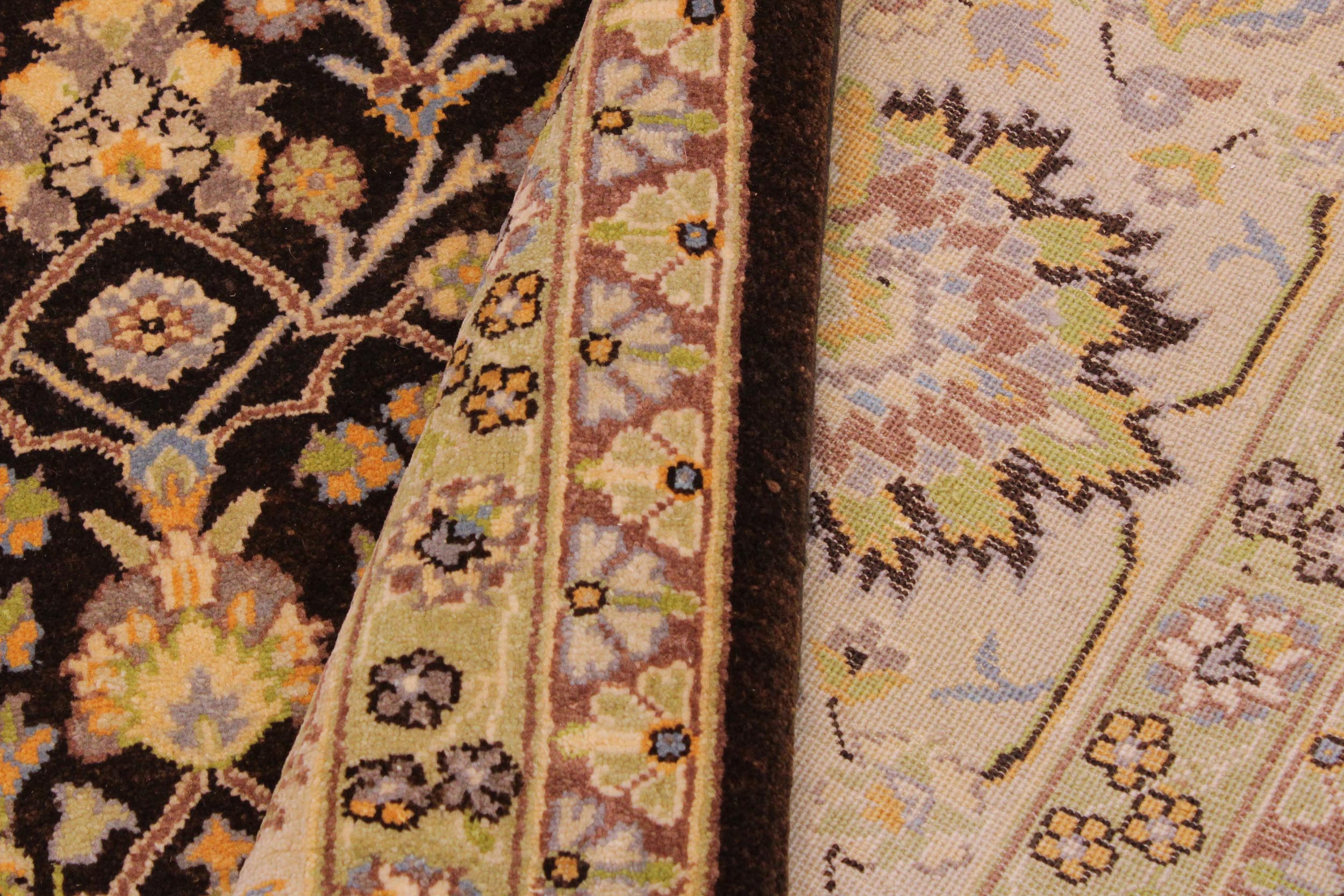 handmade Traditional Design Brown Tan Hand Knotted RECTANGLE 100% WOOL area rug 9' x 12'