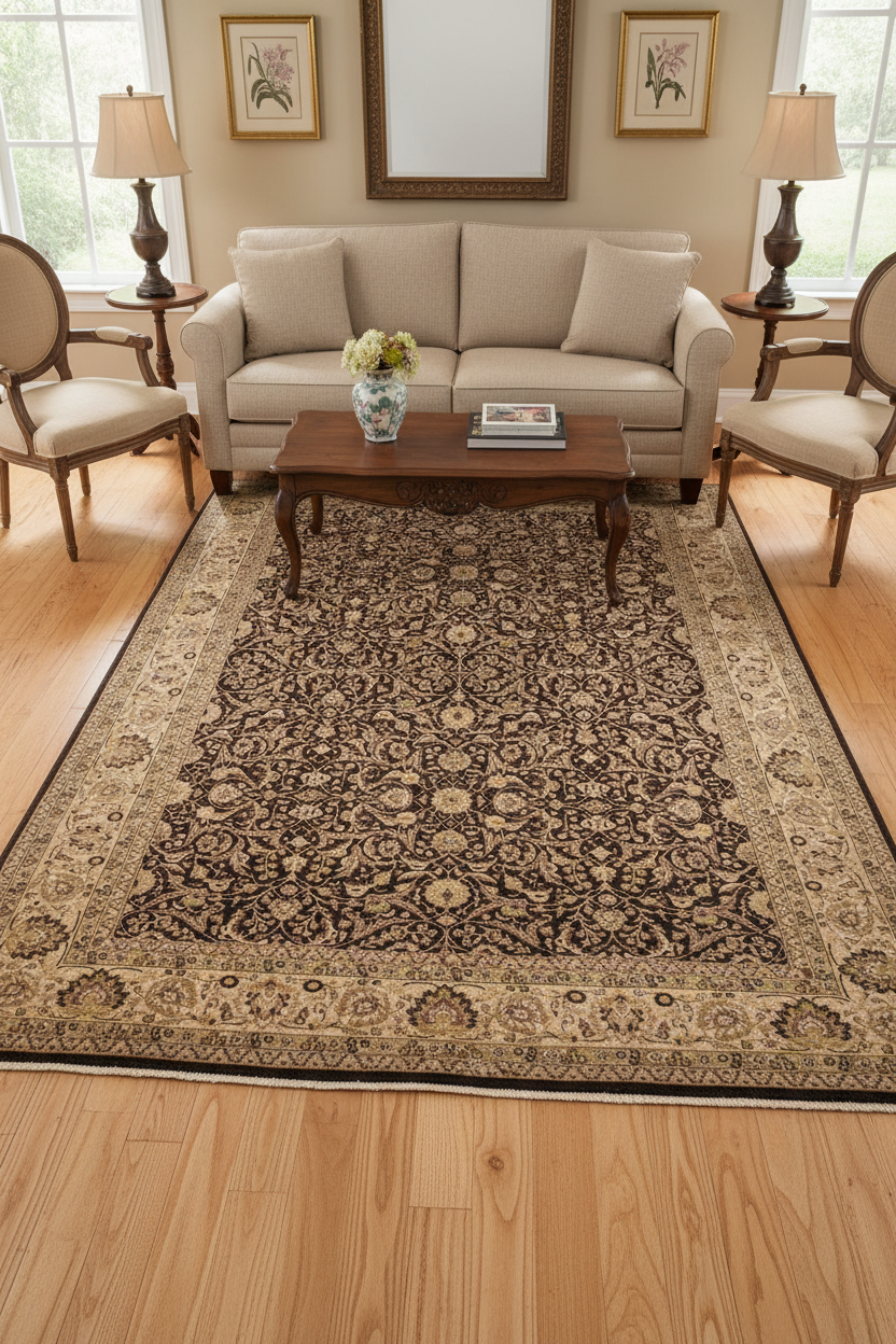 handmade Traditional Design Brown Tan Hand Knotted RECTANGLE 100% WOOL area rug 9'X12'