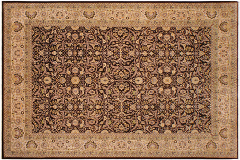 handmade Traditional Design Brown Tan Hand Knotted RECTANGLE 100% WOOL area rug 9' x 12'