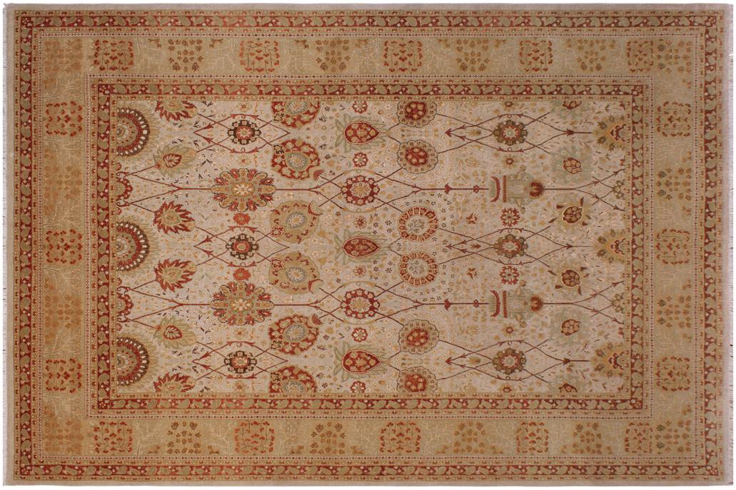 handmade Transitional Kafkaz Tan Lt. Gold Hand Knotted RECTANGLE 100% WOOL area rug 9'X12'