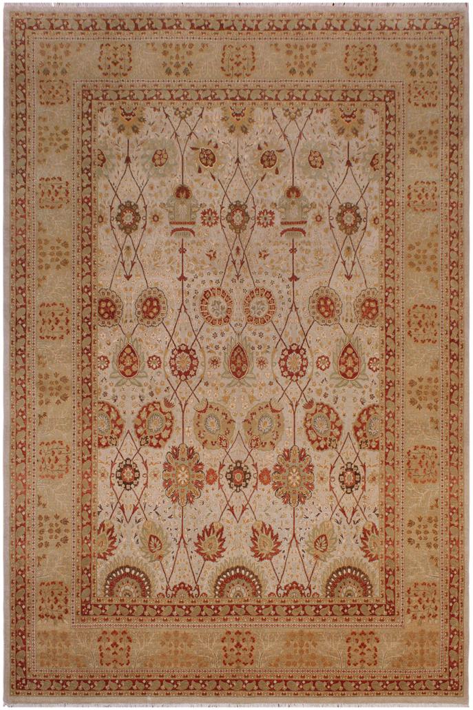 handmade Transitional Kafkaz Tan Lt. Gold Hand Knotted RECTANGLE 100% WOOL area rug 9'X12'