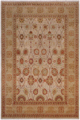 handmade Transitional Kafkaz Tan Lt. Gold Hand Knotted RECTANGLE 100% WOOL area rug 9'X12'