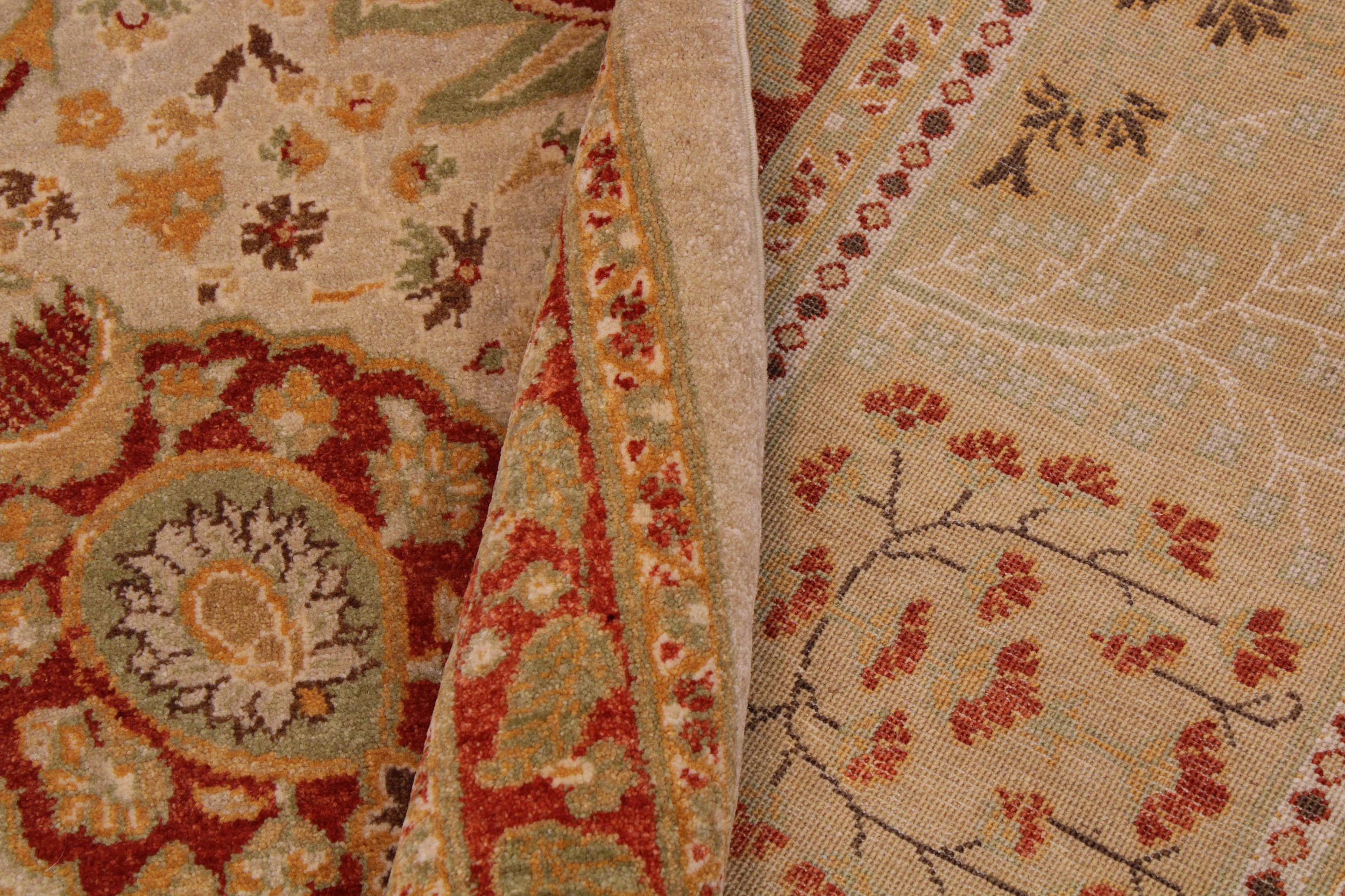 handmade Traditional Kafkaz Tan Lt. Gold Hand Knotted RECTANGLE 100% WOOL area rug 9' x 12'