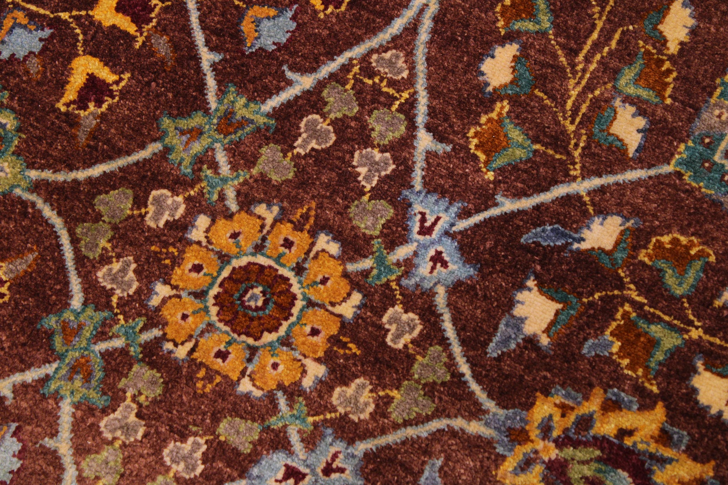handmade Traditional Design Brown Lt. Green Hand Knotted RECTANGLE 100% WOOL area rug 9' x 12'