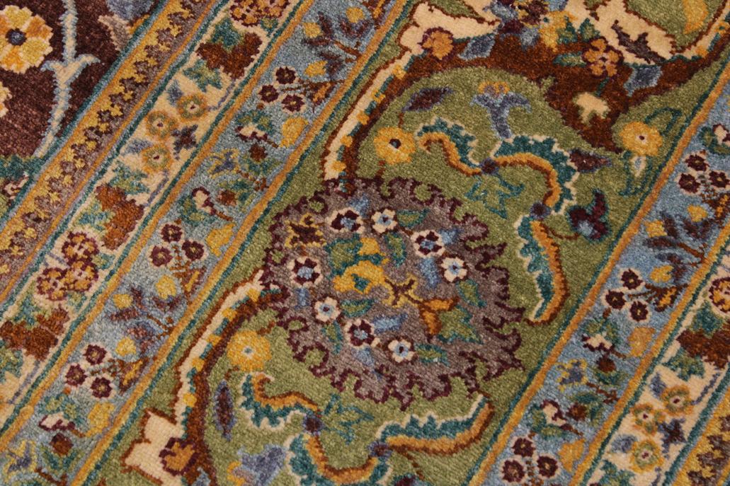 handmade Traditional Design Brown Lt. Green Hand Knotted RECTANGLE 100% WOOL area rug 9'X12'