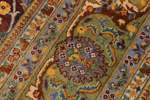 handmade Traditional Design Brown Lt. Green Hand Knotted RECTANGLE 100% WOOL area rug 9' x 12'