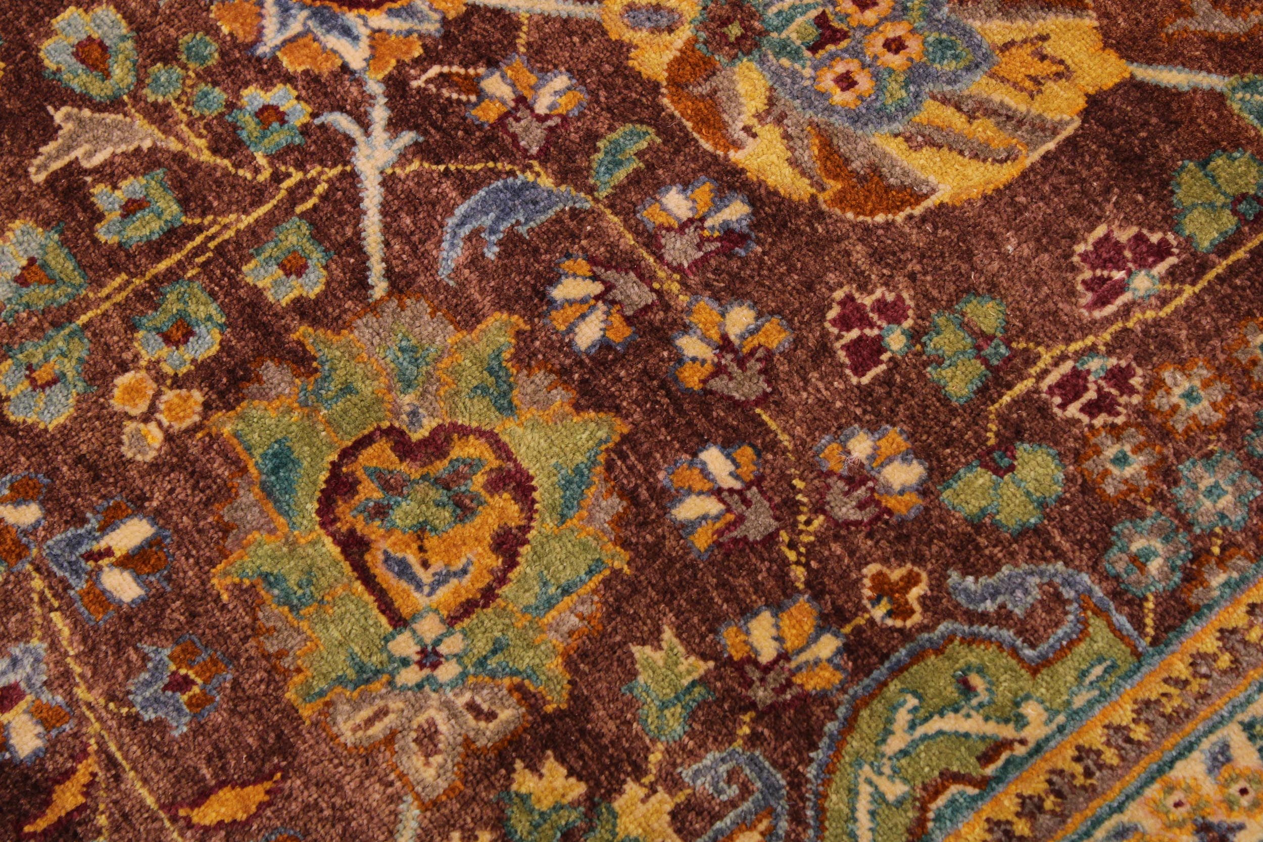 handmade Traditional Design Brown Lt. Green Hand Knotted RECTANGLE 100% WOOL area rug 9' x 12'