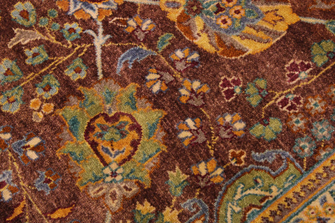 handmade Traditional Design Brown Lt. Green Hand Knotted RECTANGLE 100% WOOL area rug 9' x 12'