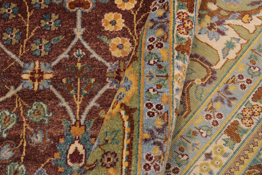 handmade Traditional Design Brown Lt. Green Hand Knotted RECTANGLE 100% WOOL area rug 9'X12'