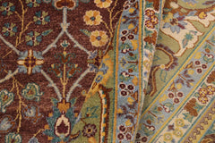 handmade Traditional Design Brown Lt. Green Hand Knotted RECTANGLE 100% WOOL area rug 9'X12'