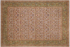 handmade Transitional Design Lt. Tan Lt. Green Hand Knotted RECTANGLE 100% WOOL area rug 9'X12'