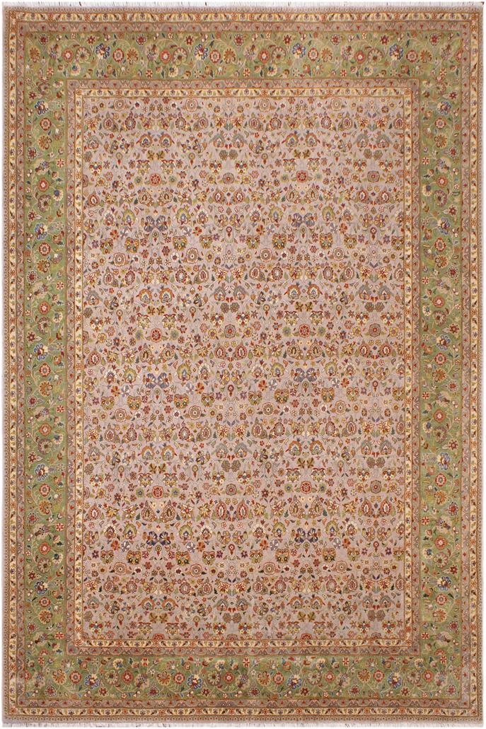 handmade Transitional Design Lt. Tan Lt. Green Hand Knotted RECTANGLE 100% WOOL area rug 9'X12'