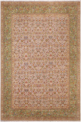 handmade Transitional Design Lt. Tan Lt. Green Hand Knotted RECTANGLE 100% WOOL area rug 9'X12'