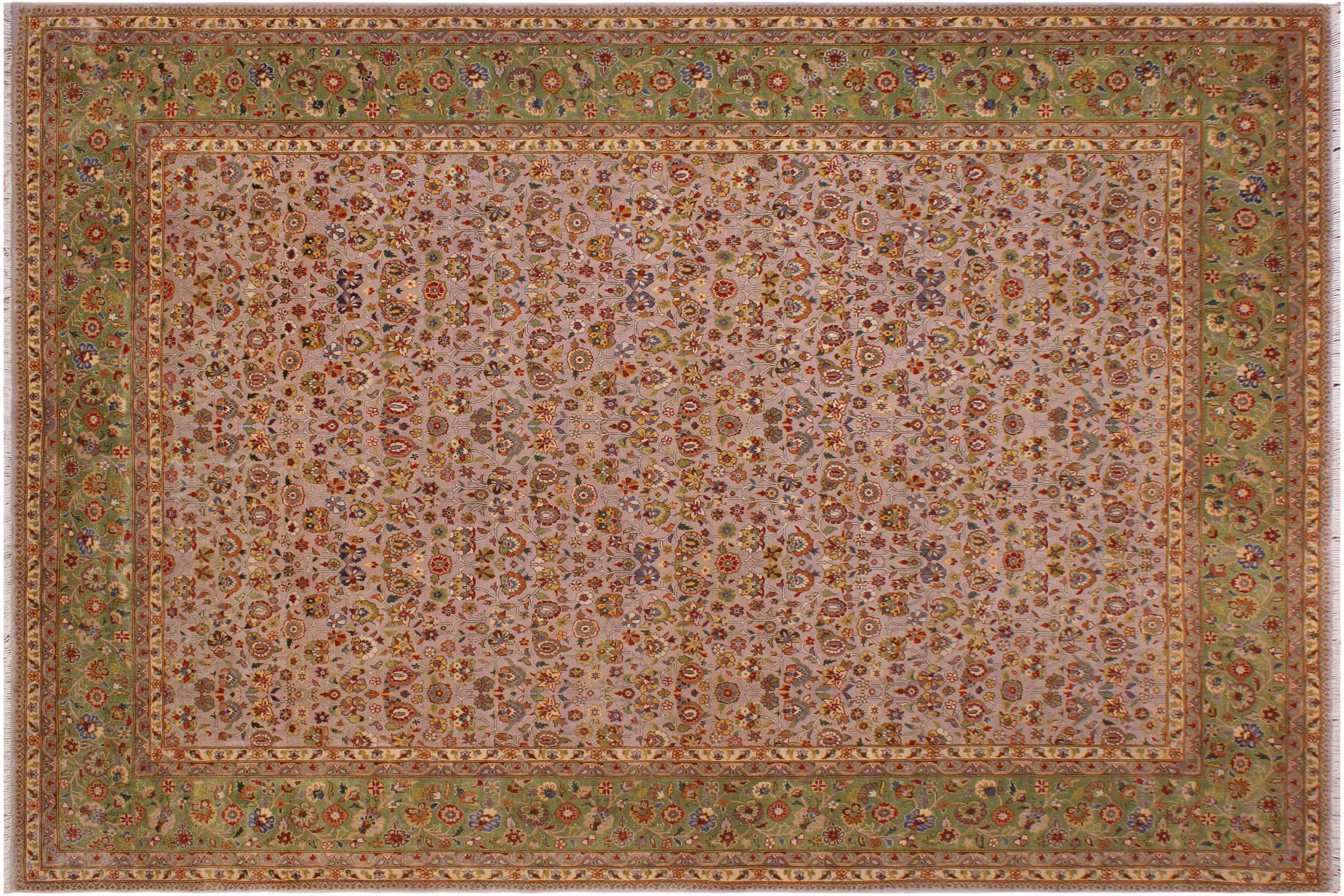 handmade Transitional Design Lt. Tan Lt. Green Hand Knotted RECTANGLE 100% WOOL area rug 9' x 12'