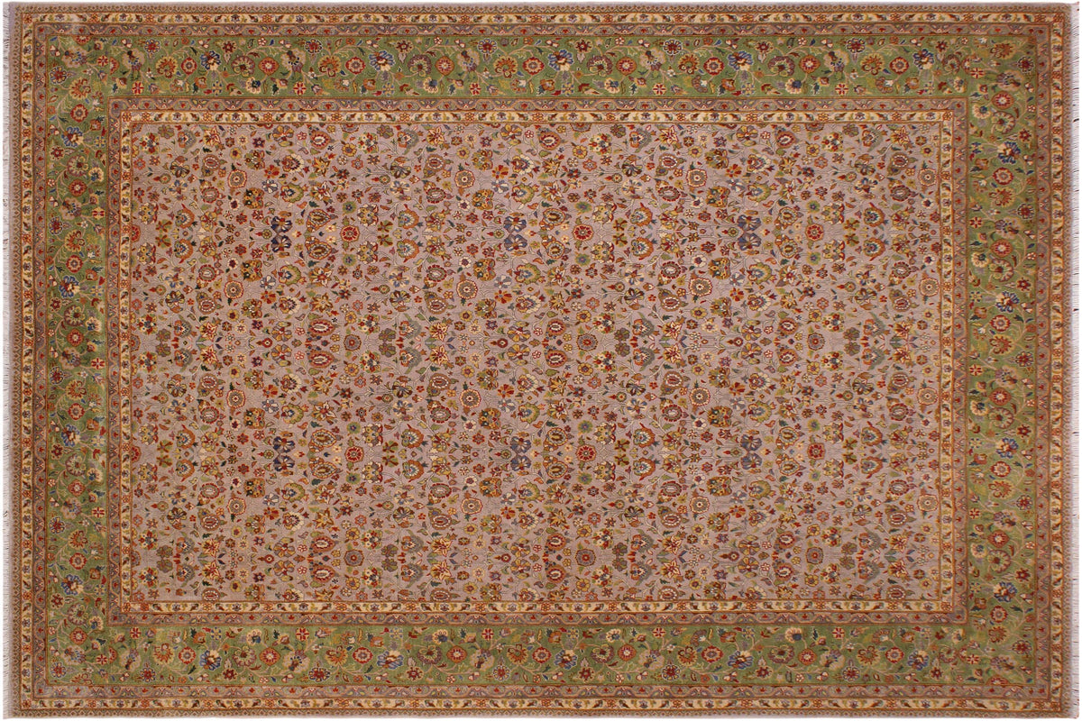 handmade Transitional Design Lt. Tan Lt. Green Hand Knotted RECTANGLE 100% WOOL area rug 9' x 12'