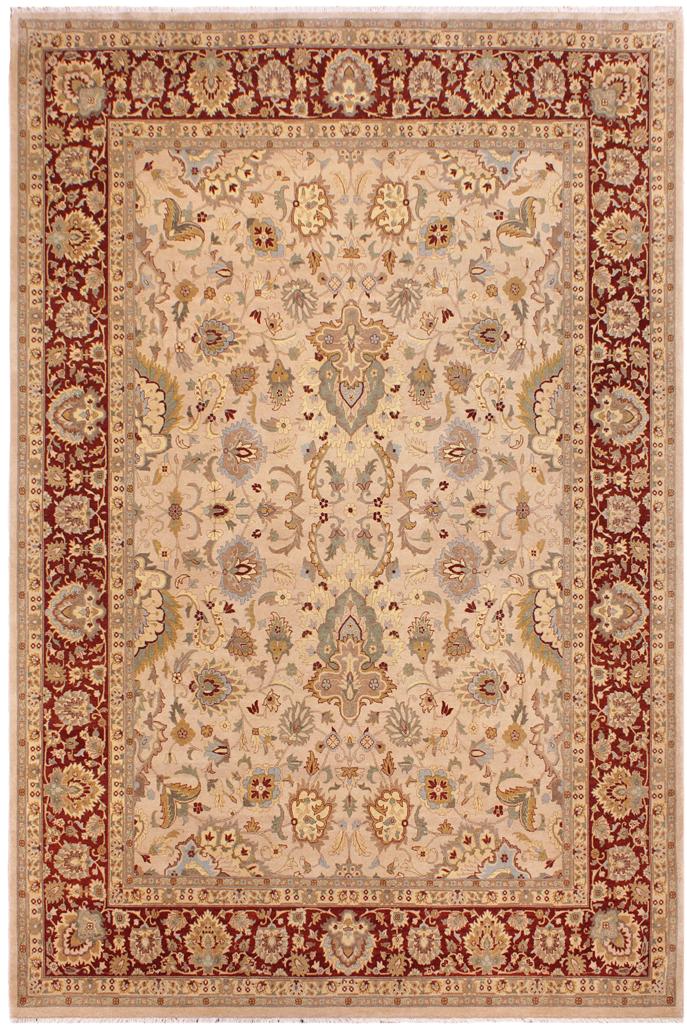 handmade Traditional Lahore Tan Rust Hand Knotted RECTANGLE 100% WOOL area rug 9'X12'