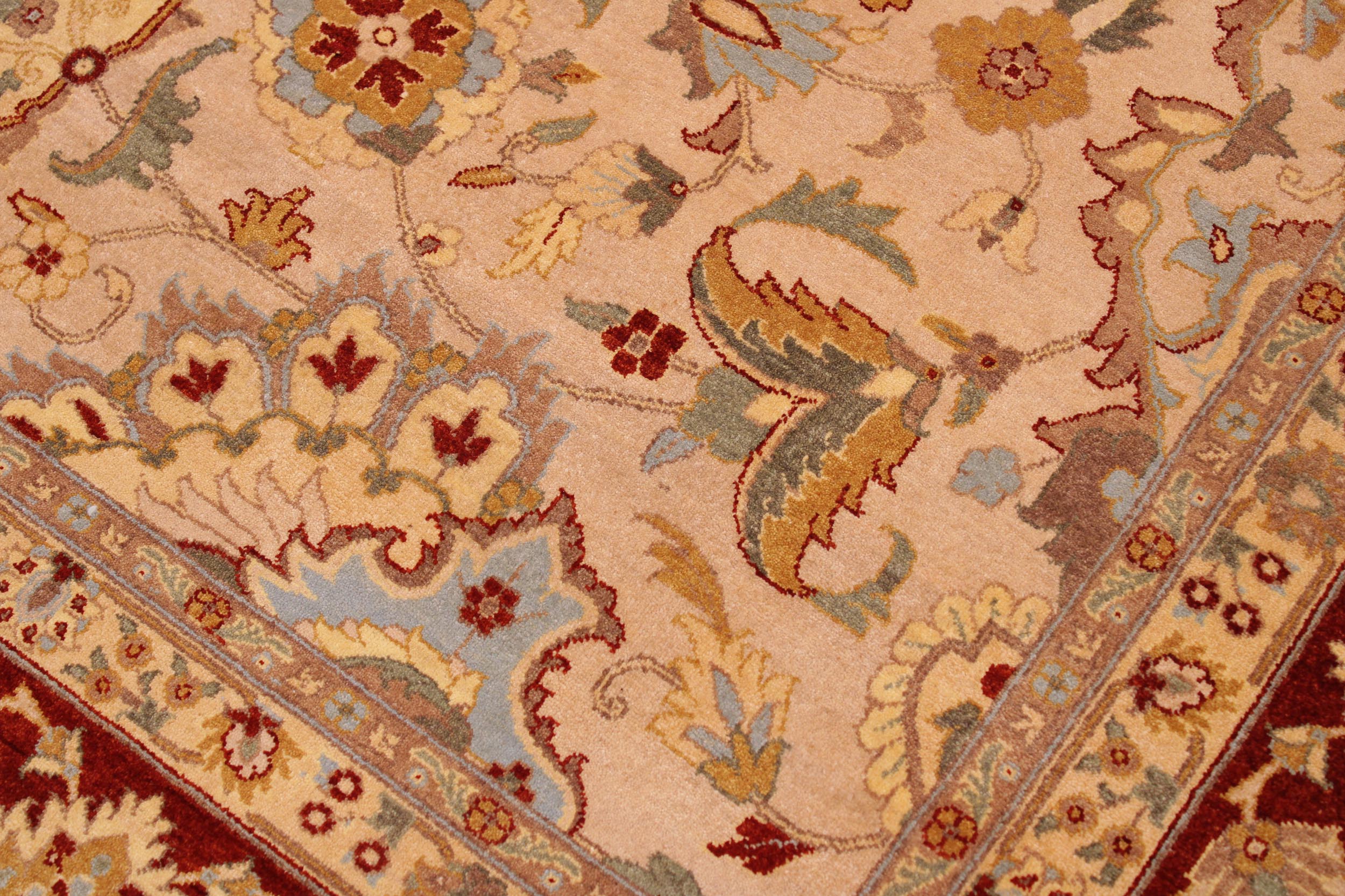handmade Traditional Lahore Tan Rust Hand Knotted RECTANGLE 100% WOOL area rug 9' x 12'