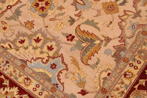 handmade Traditional Lahore Tan Rust Hand Knotted RECTANGLE 100% WOOL area rug 9' x 12'