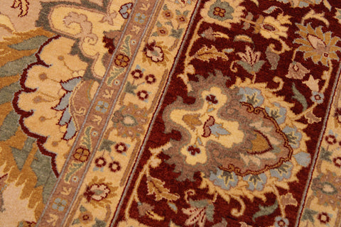 handmade Traditional Lahore Tan Rust Hand Knotted RECTANGLE 100% WOOL area rug 9' x 12'