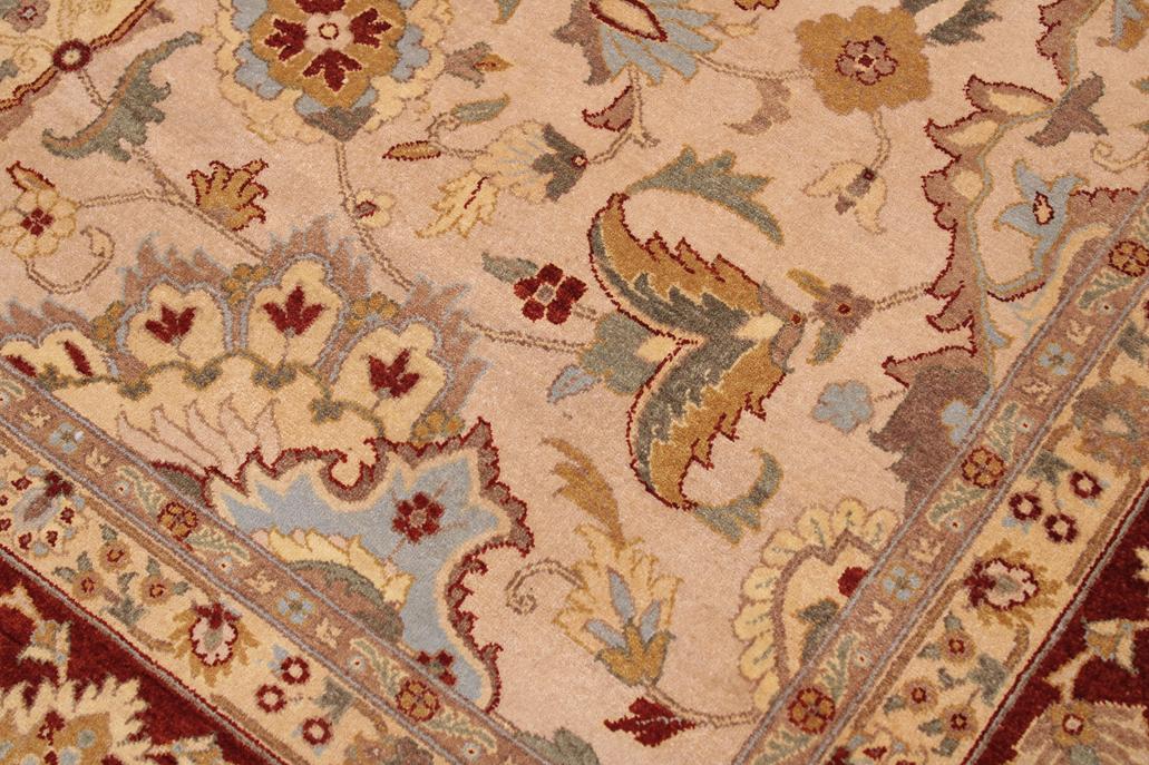 handmade Traditional Lahore Tan Rust Hand Knotted RECTANGLE 100% WOOL area rug 9'X12'