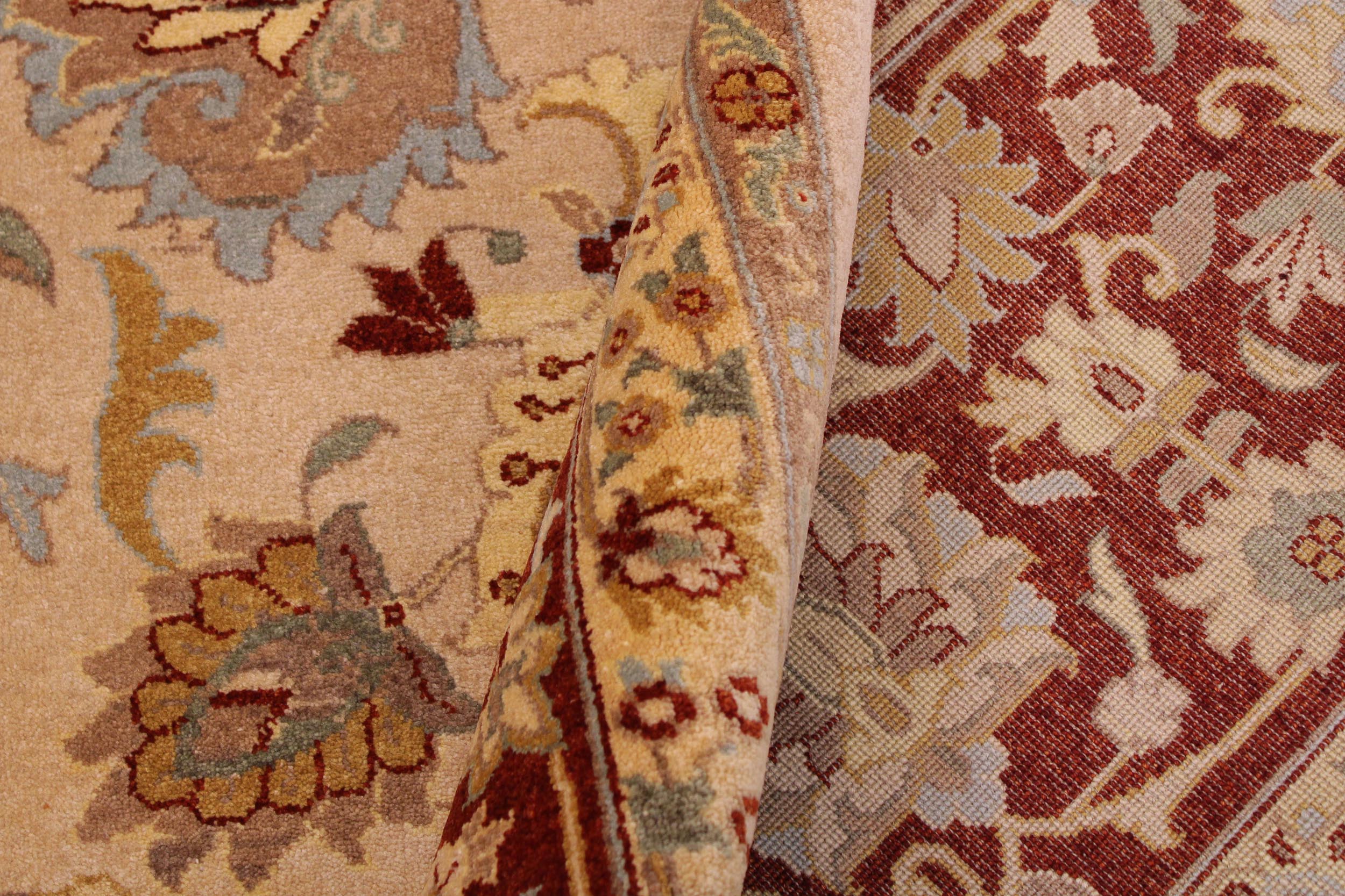 handmade Traditional Lahore Tan Rust Hand Knotted RECTANGLE 100% WOOL area rug 9' x 12'