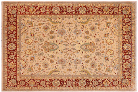 handmade Traditional Lahore Tan Rust Hand Knotted RECTANGLE 100% WOOL area rug 9' x 12'