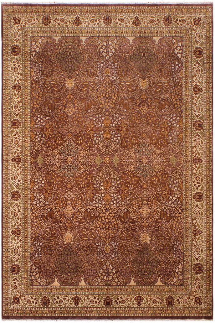 handmade Traditional Design Brown Lt. Tan Hand Knotted RECTANGLE 100% WOOL area rug 9'X12'