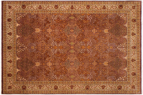 handmade Traditional Design Brown Lt. Tan Hand Knotted RECTANGLE 100% WOOL area rug 9' x 12'