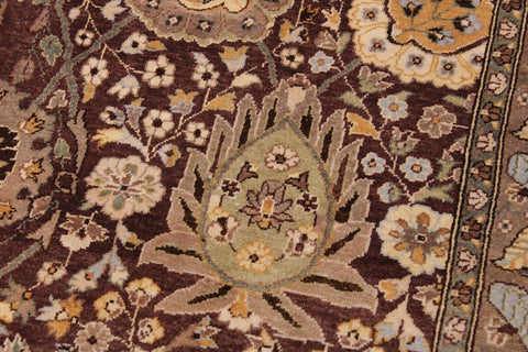 handmade Traditional  Brown Tan Hand Knotted RECTANGLE 100% WOOL area rug 9'X12'