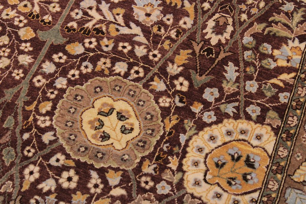 handmade Traditional  Brown Tan Hand Knotted RECTANGLE 100% WOOL area rug 9'X12'