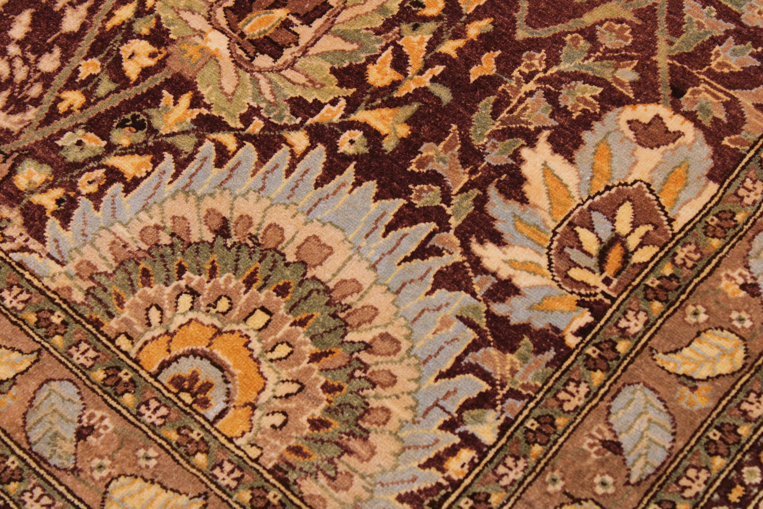 handmade Transitional  Brown Tan Hand Knotted RECTANGLE 100% WOOL area rug 9' x 12'