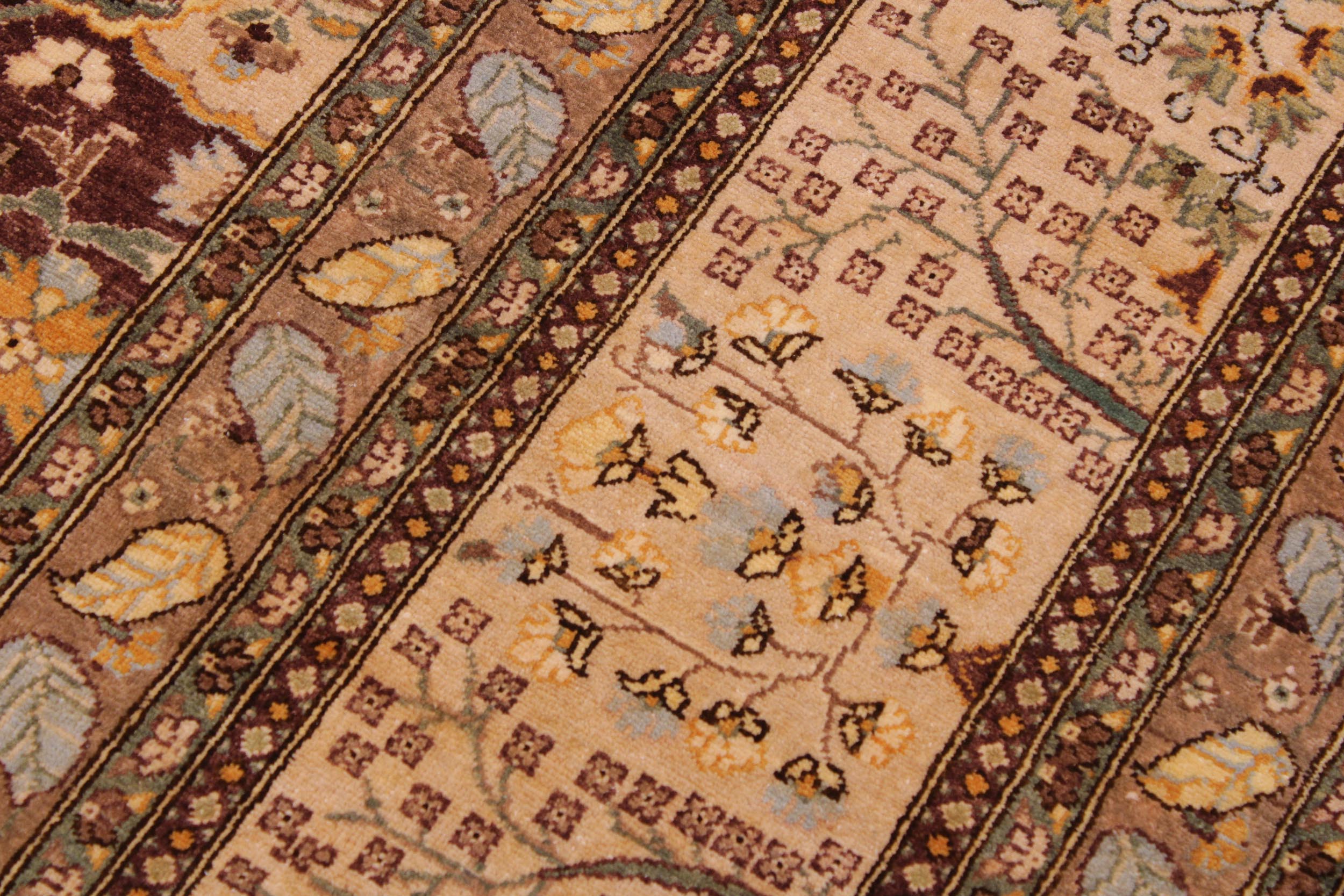 handmade Transitional  Brown Tan Hand Knotted RECTANGLE 100% WOOL area rug 9' x 12'