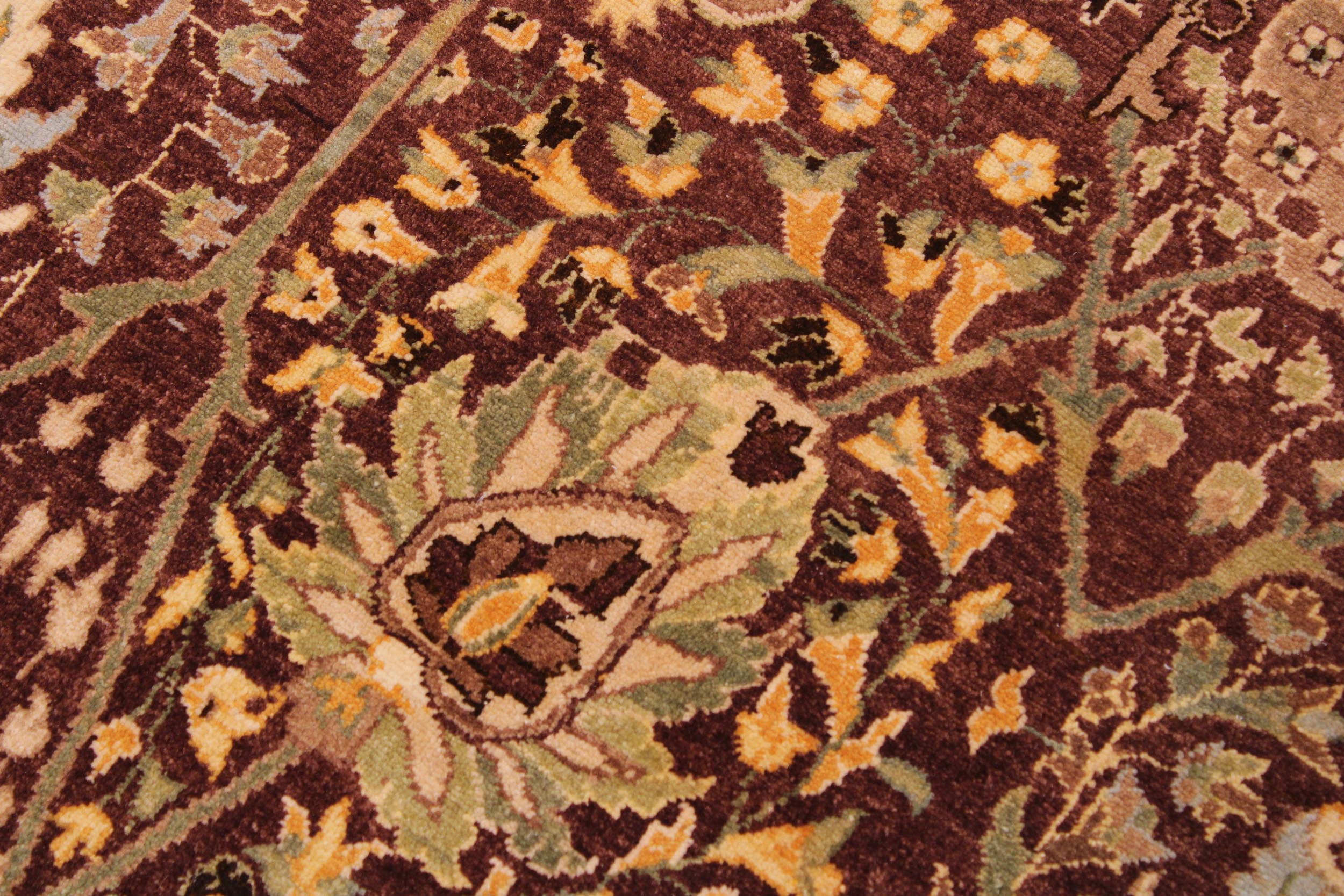 handmade Transitional  Brown Tan Hand Knotted RECTANGLE 100% WOOL area rug 9' x 12'