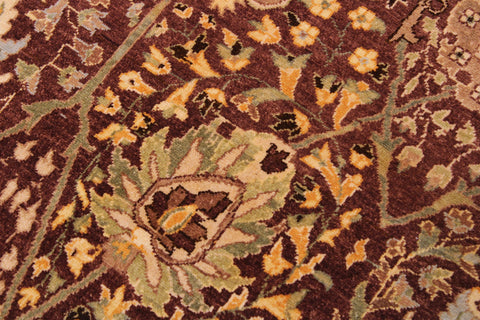 handmade Transitional  Brown Tan Hand Knotted RECTANGLE 100% WOOL area rug 9' x 12'