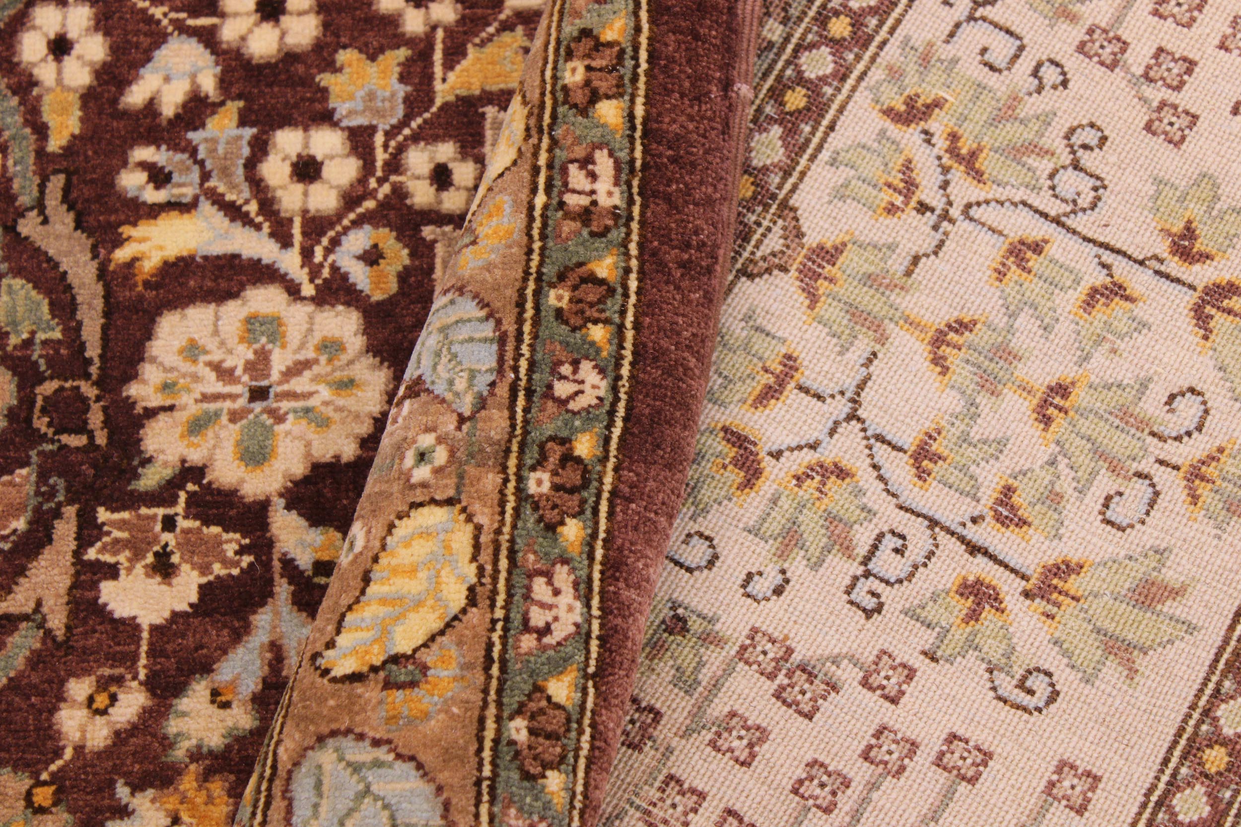 handmade Transitional  Brown Tan Hand Knotted RECTANGLE 100% WOOL area rug 9' x 12'