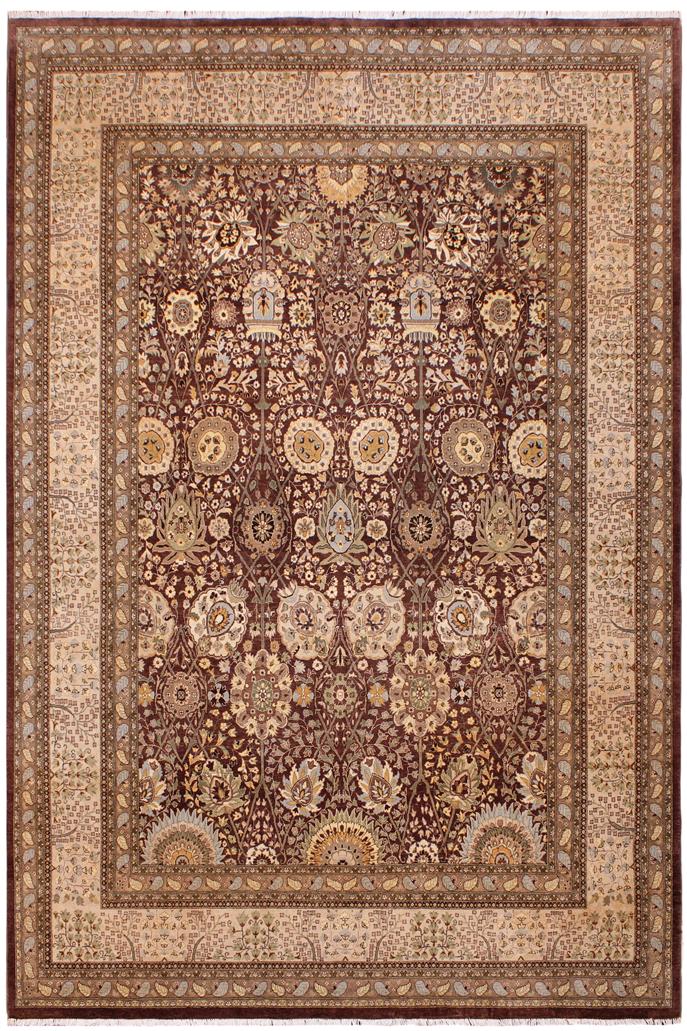 handmade Traditional  Brown Tan Hand Knotted RECTANGLE 100% WOOL area rug 9'X12'