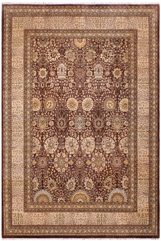 handmade Traditional  Brown Tan Hand Knotted RECTANGLE 100% WOOL area rug 9'X12'