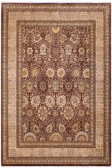 handmade Traditional  Brown Tan Hand Knotted RECTANGLE 100% WOOL area rug 9'X12'