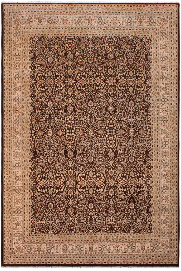 handmade Traditional Tabriz Brown Tan Hand Knotted RECTANGLE 100% WOOL area rug 9'X12'
